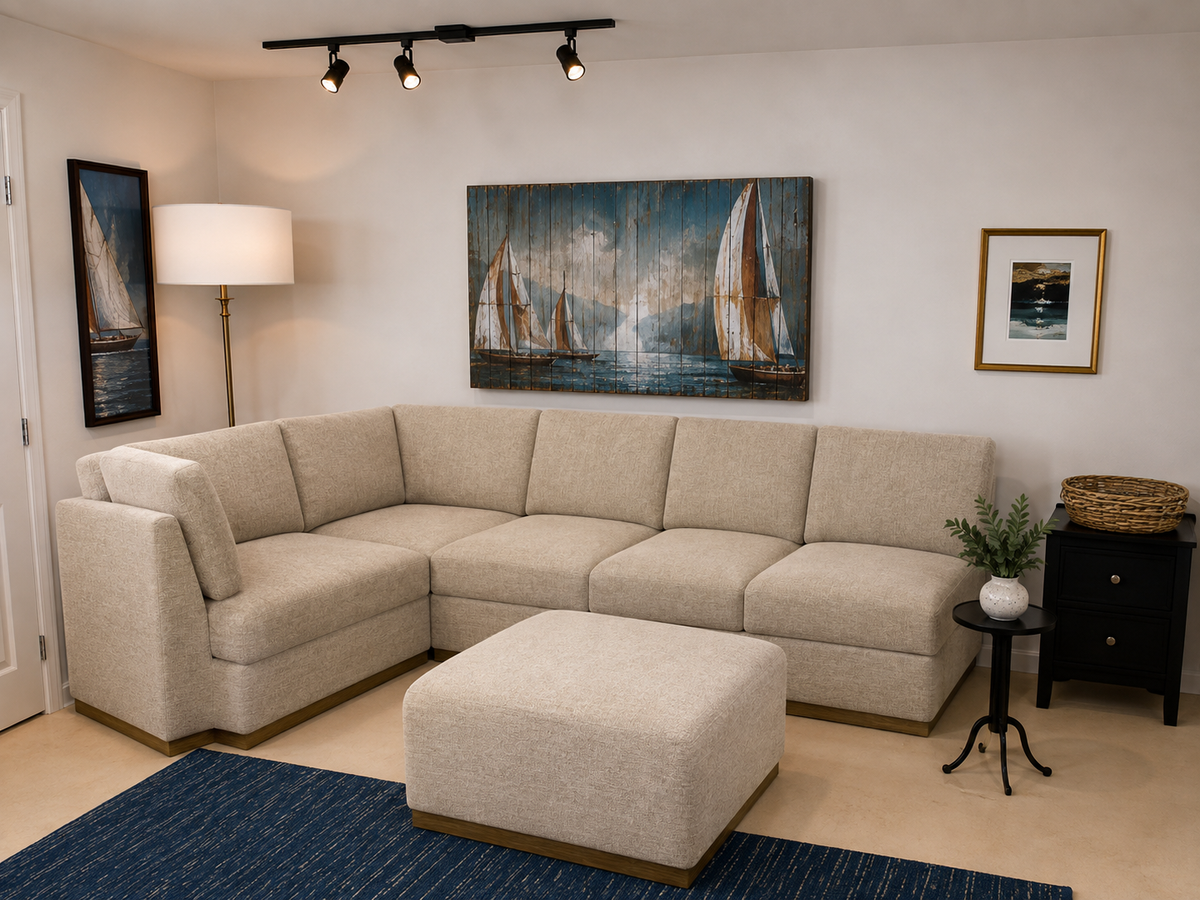 Tisdale 6-Piece Fabric Sectional in Taupe