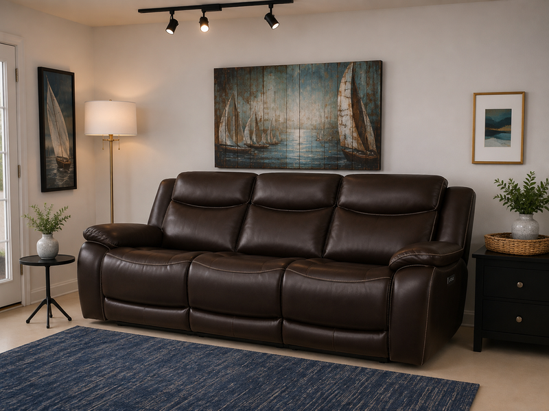Harvey Leather Power Sofa